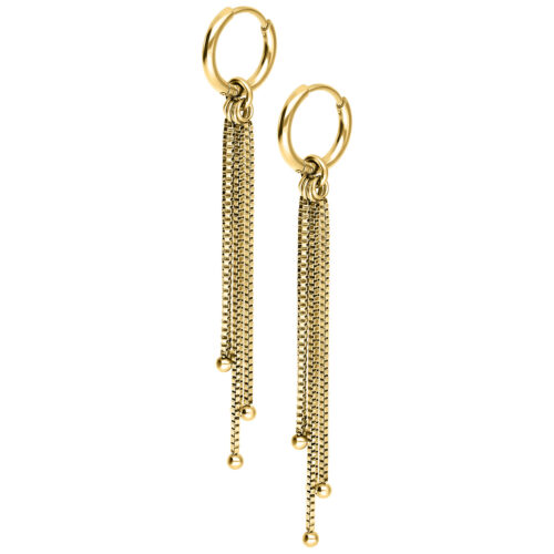 Little Square Venezia Chain Hoops (pair) - Oro