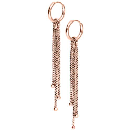 Little Square Venezia Chain Hoops (pair) - Oro rosa