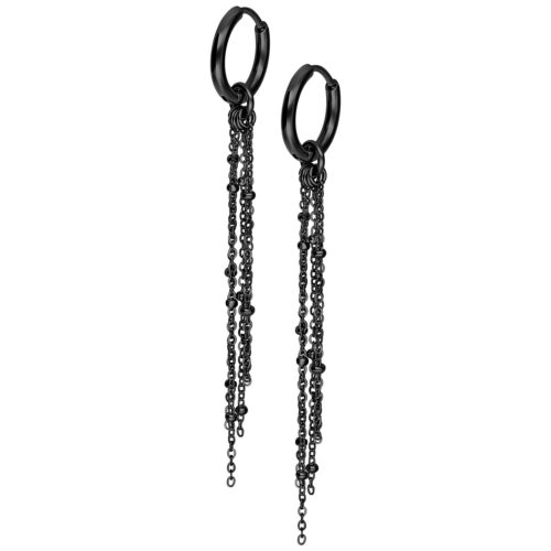 Little Satellite Chain Hoops (pair) - Nero