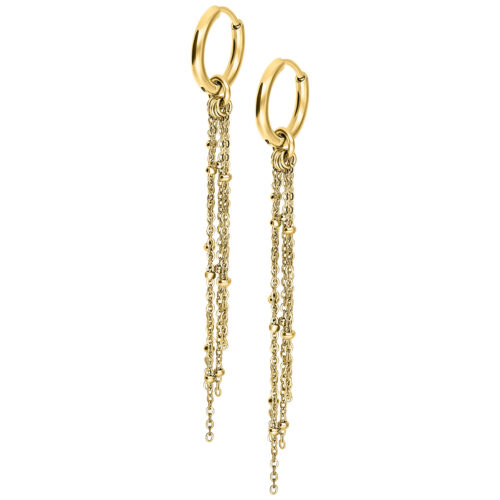 Little Satellite Chain Hoops (pair) - Oro