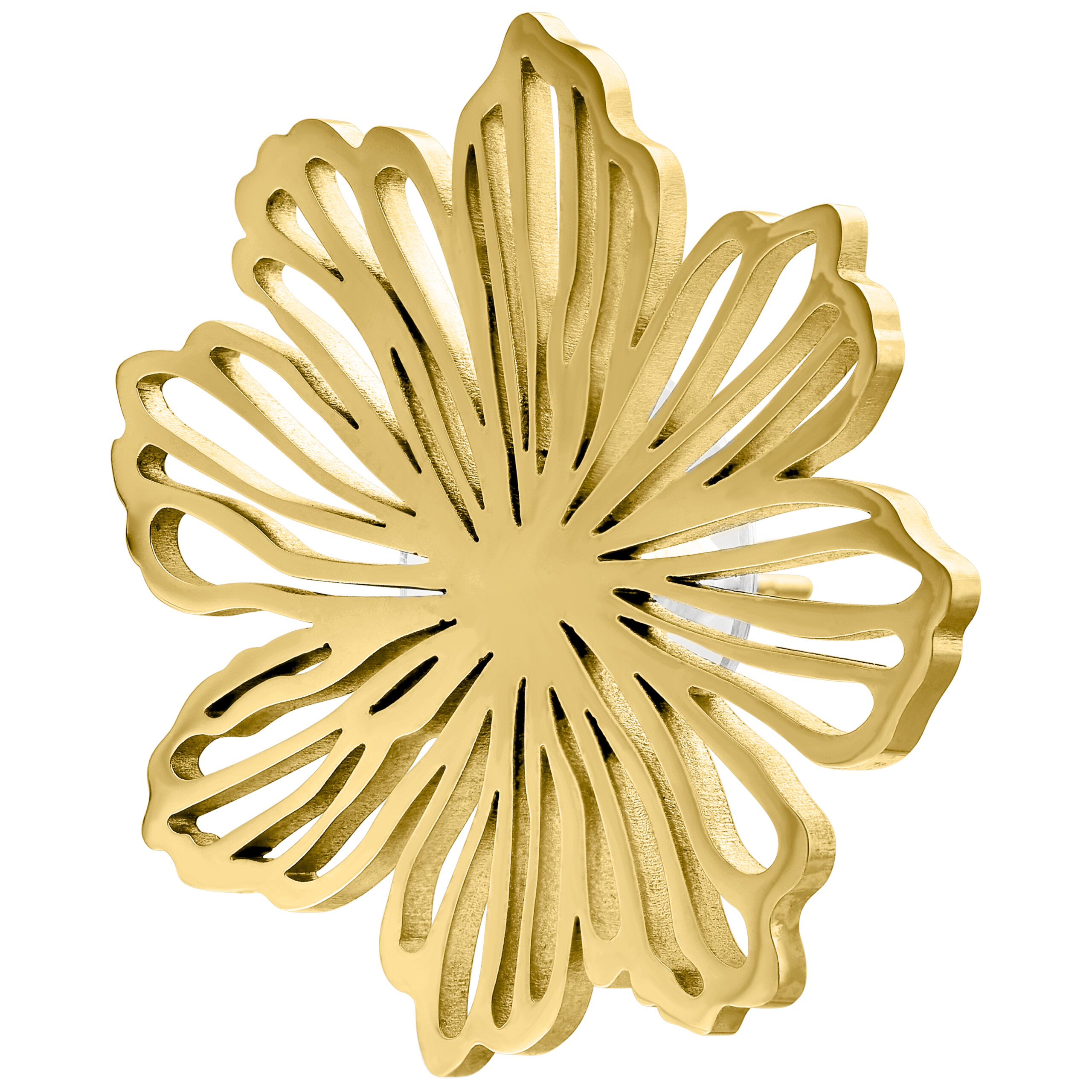 Goldener Ohrstecker in Blumenform aus poliertem Chirurgenstahl