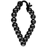 Orecchini neri a forma di bolle poligonali su sfondo bianco