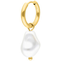 Barocke Perlencreolen - Gold Goldene Ohrringe mit barocker Perle auf weißem Hintergrund