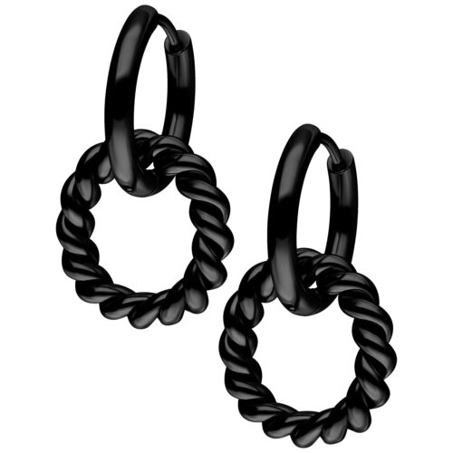 Mini Hoops con Pendente Twisted - Nero