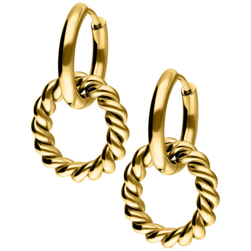 Mini Hoops con Pendente Twisted - Oro