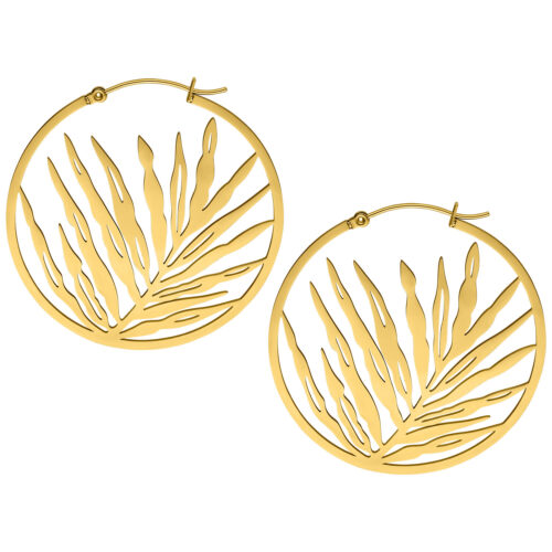 Noble Leaf Hoops Pair - Oro