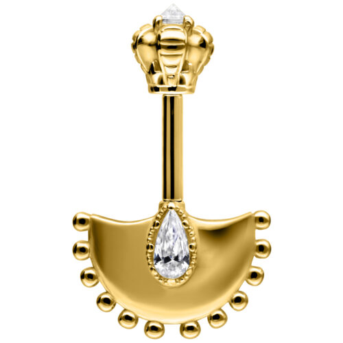 Vertical Helix Crystal Hatchet Barbell - Oro