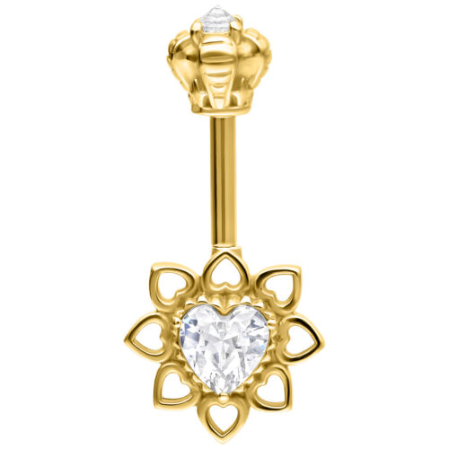 Vertical Helix Crystal Flower Barbell - Oro