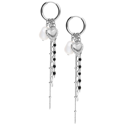 Bubble Heart Hoops with Pearl