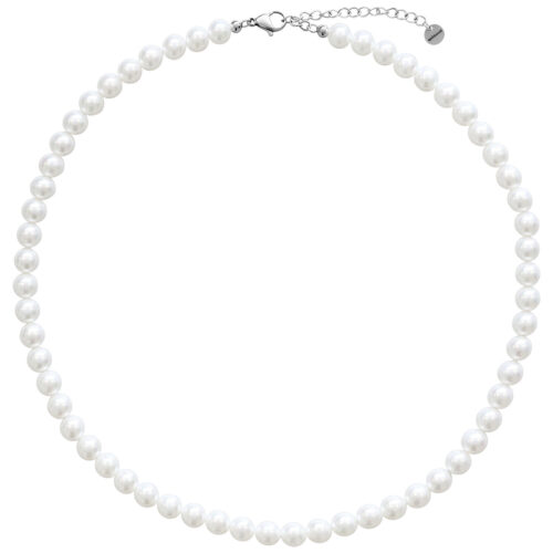Big Synthetic Pearl Necklace Silver