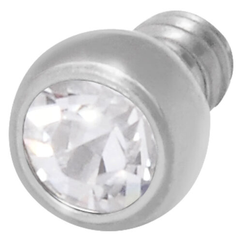 Silberner Titan Piercingaufsatz mit kristallklarem Stein, 1,2mm Gewinde