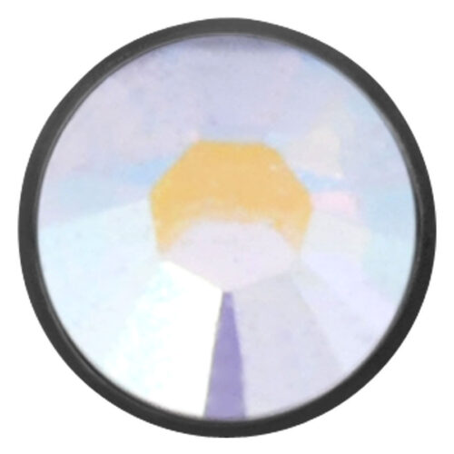 Schwarzer Piercingaufsatz mit Aurora Boreale Kristall auf weißem Hintergrund