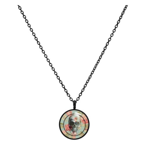Collana Teschio Rose Menta - Nero