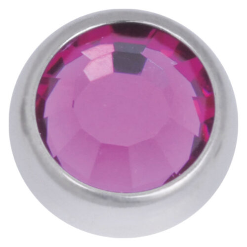 Silberner Piercing-Aufsatz mit fuchsiafarbenem Kristall, 6,0 mm