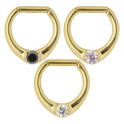 Hinged Ring cristallo in acciaio dorato