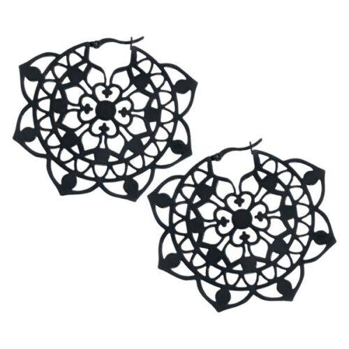 Pendente da lobo Floral Hoop in acciaio nero