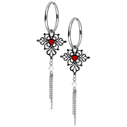 Little Sacred Heart Enamel Hoops Pair
