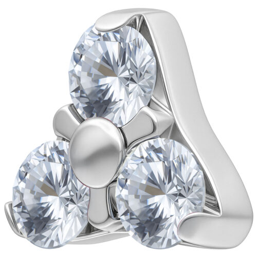 Terminale Cristalli Trinity  Per Labret Filettati Internamente Titanio