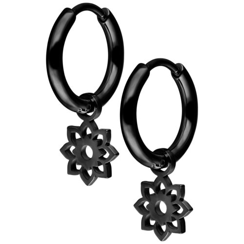 Mini Flower Hoops Pair - Nero