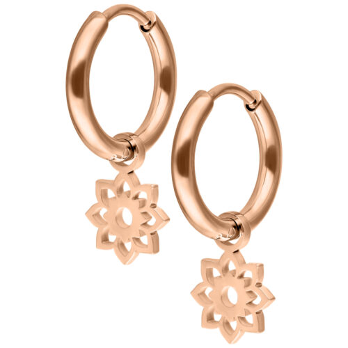 Mini Flower Hoops Pair - Oro rosa
