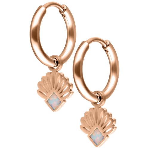 Mini Opal Fan Hoops Pair - Oro rosa