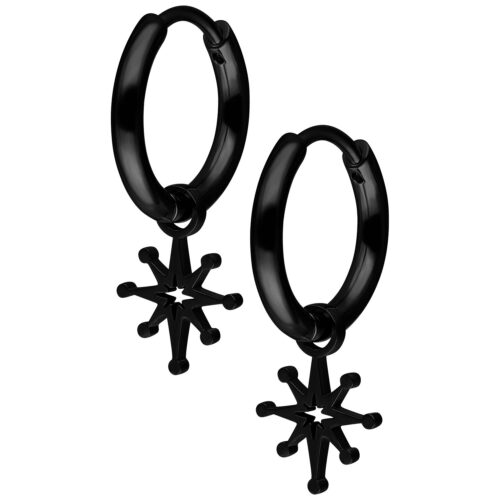 Mini Polar Star Hoops Pair - Nero