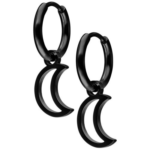 Mini Moon Hoops Pair - Nero