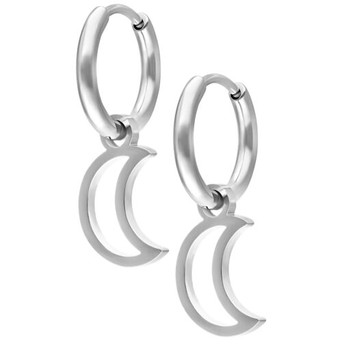 Mini Moon Hoops Pair - Argento