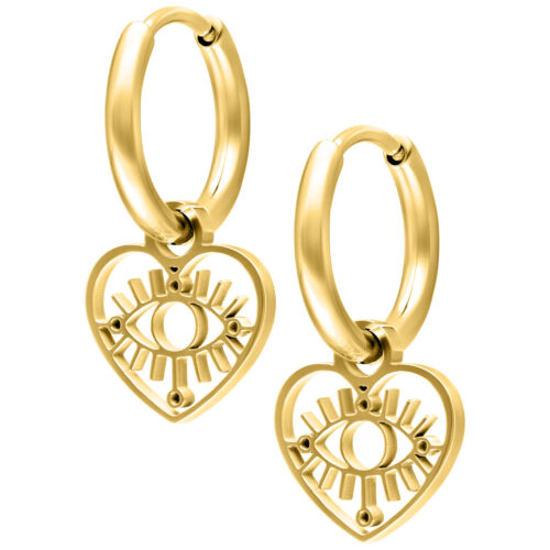 Mini Heart Eye Hoops Pair - Oro