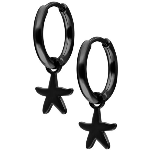Mini Starfish Hoops Pair - Nero