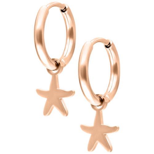 Mini Starfish Hoops Pair - Oro rosa