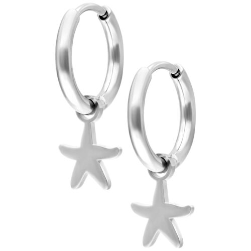 Mini Starfish Hoops Pair - Argento