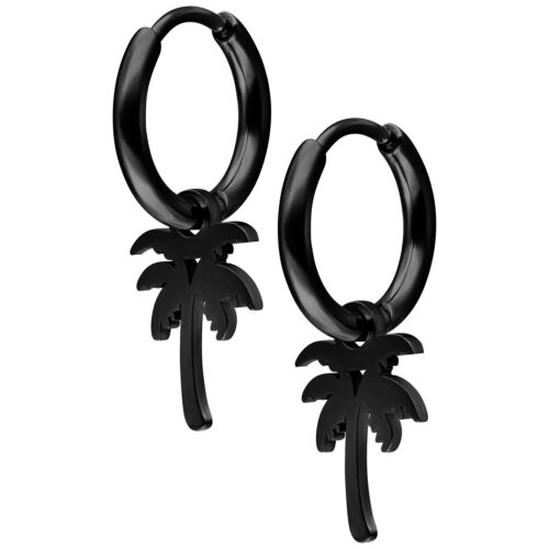 Mini Palm Hoops Pair - Nero