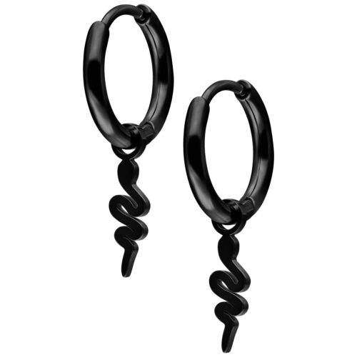 Mini Snake Hoops Pair - Nero