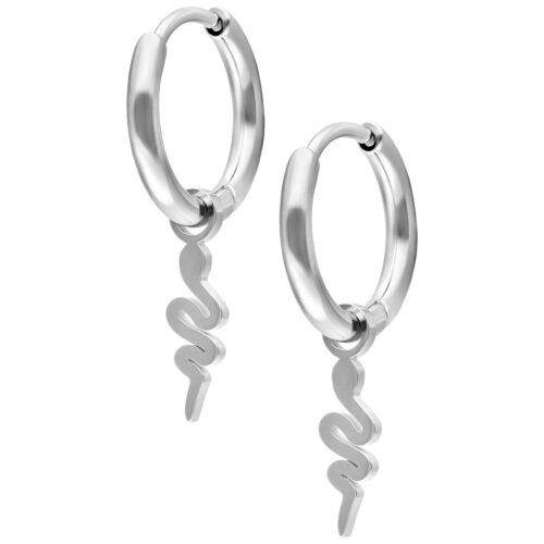 Mini Snake Hoops Pair - Argento