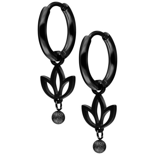 Mini Lotus Hoops Pair - Nero