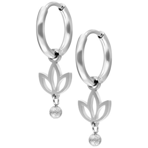 Mini Lotus Hoops Pair - Argento
