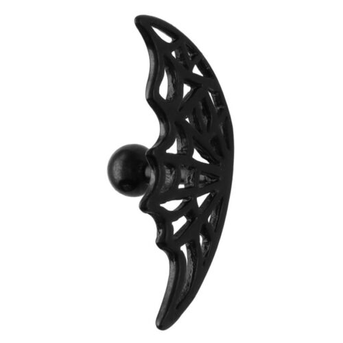 Barbell Orecchio Ragnatela Argento Acciaio - Nero