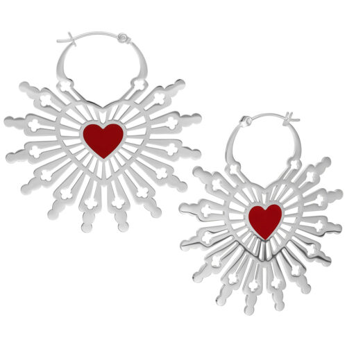 Sacred Heart Hoops Pair - Argento