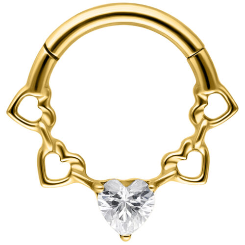 Crystal Hearts Septum Clicker - Oro