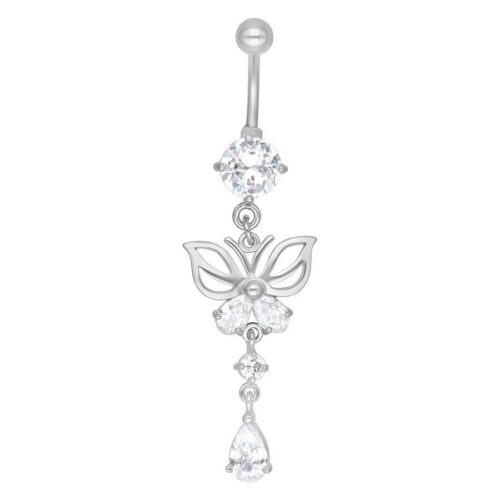 Banana ombelico cristalli farfalla goccia in acciaio