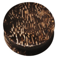 Plug rotondo in materiale di palma fossile scuro con motivo organico