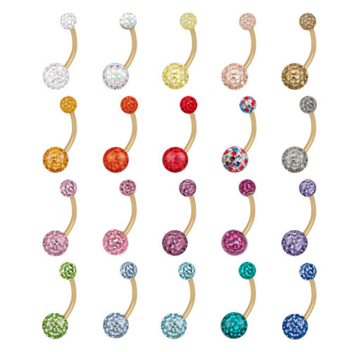 Banana ombelico cristalli in titanio dorato