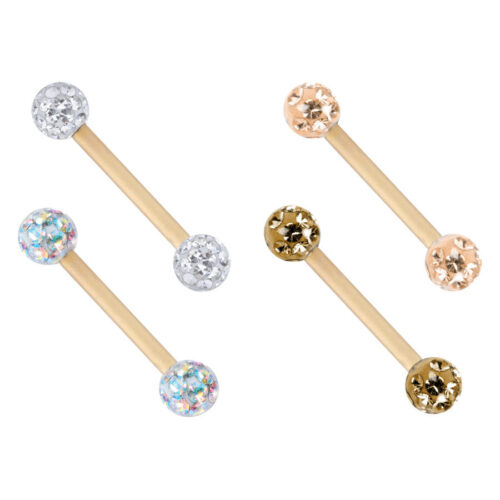 Micro Barbell cristalli in titanio dorato filetto esterno