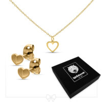 Set di gioielli Cuore d'Oro con orecchini Set di gioielli Cuore d'Oro con collana e orecchini su sfondo bianco