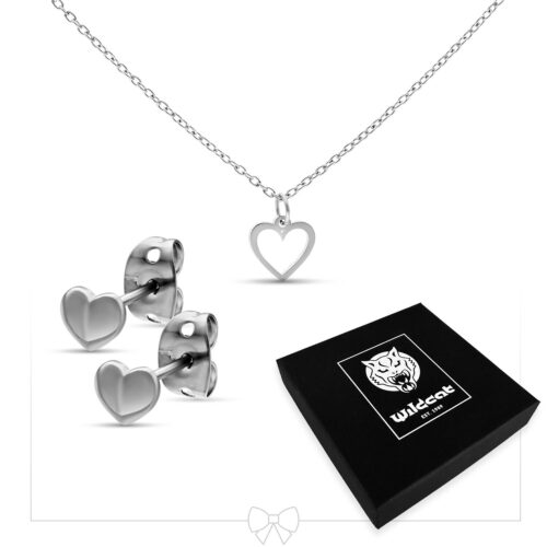 Heart Necklace with Earstuds Set