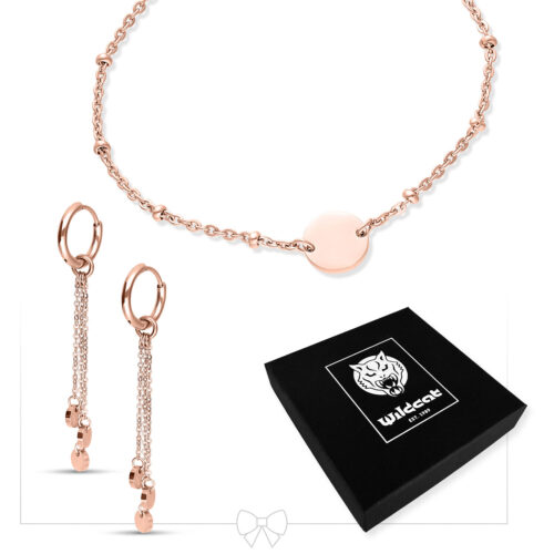 Plate Bracelet with Hoops Set - Oro rosa
