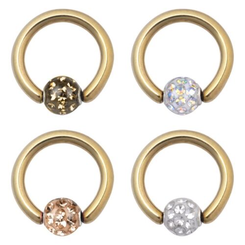 Anello Clip-In Cristalli Titanio Dorato