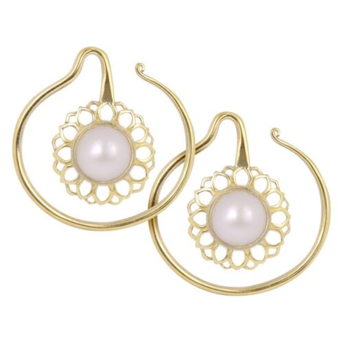 Orecchini Peso Orecchio Whirl White Onyx Dorati