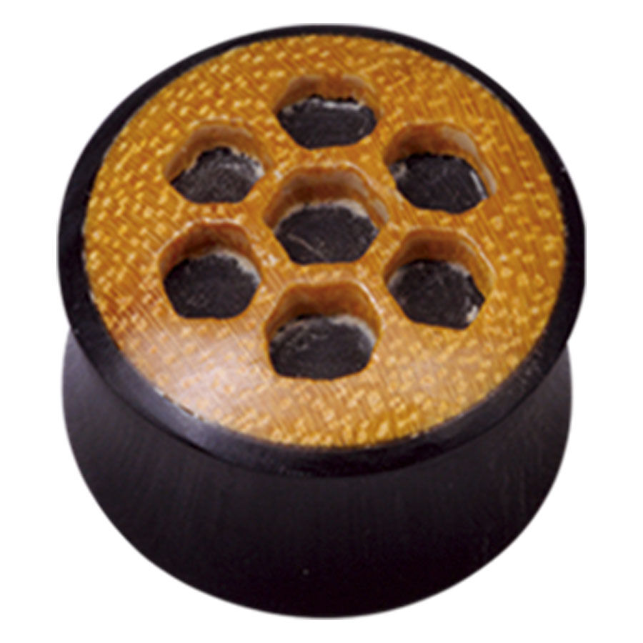 Buffalo Horn Honeycomb Wood Inlay Plug Buffalo Horn Honeycomb Wood Inlay Plug